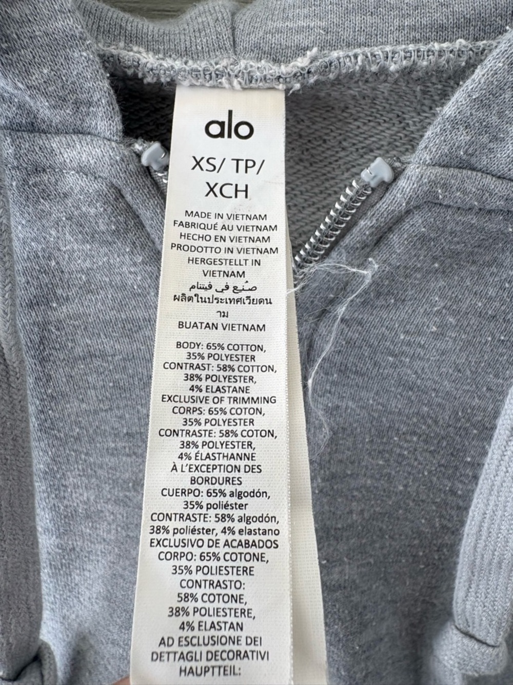 Alo Yoga “Routine Cropped Zip Hoodie” in Heather Grey - Picture 8 of 10